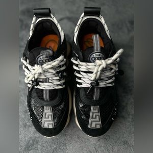 VERSACE Chain Reaction Black/Glossy snake sneakers Size 38 Almost new